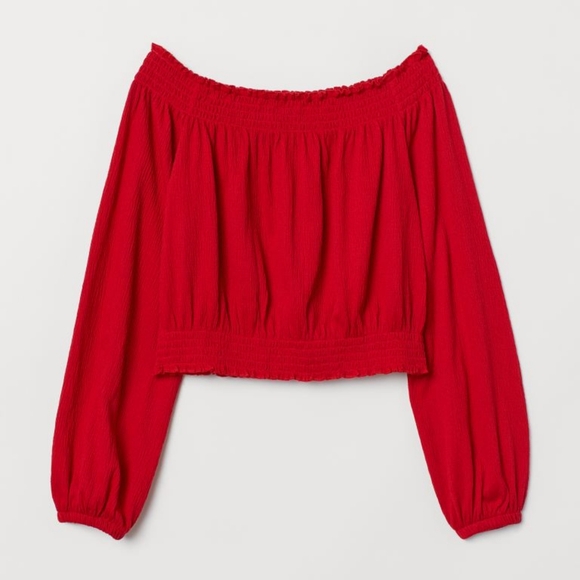 H&M Red Off The Shoulder Top - Picture 1 of 7